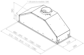 Встраиваемая вытяжка Pando GTI/725 INOX V.1050 ECO SEC PLUS
