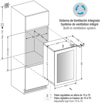 Встраиваемый винный шкаф Pando PVMAV 88-49XR