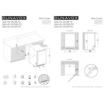 Встраиваемый винный шкаф Dunavox DAU-45.125DW.TO