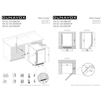 Встраиваемый винный шкаф Dunavox DX-53.130SDSK/DP