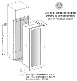 Встраиваемый винный шкаф Pando PVMAVP 178-112CRR