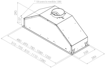Встраиваемая вытяжка Pando GTI/510 INOX V.1050 ECO SEC PLUS