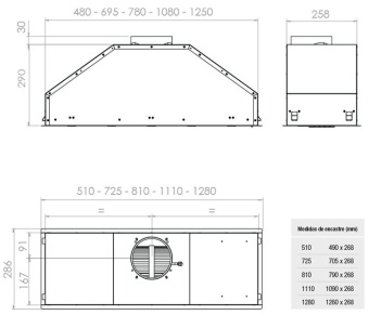 Встраиваемая вытяжка Pando GTI/810 INOX V.1050 ECO SEC PLUS