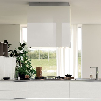Вытяжка Falmec Design+ LAGUNA isola 60 inox vetro bianco (800)