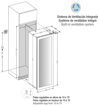 Встраиваемый винный шкаф Pando PVMAV 178-112CRR