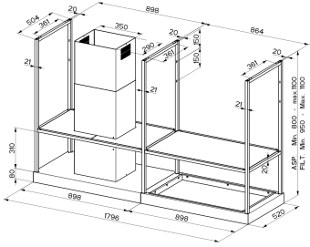 Вытяжка Faber T-SHELF EV8 TITANIUM MATT A180 325.0617.018