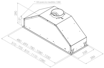 Встраиваемая вытяжка Pando GTI/810 INOX V.1050 ECO SEC PLUS